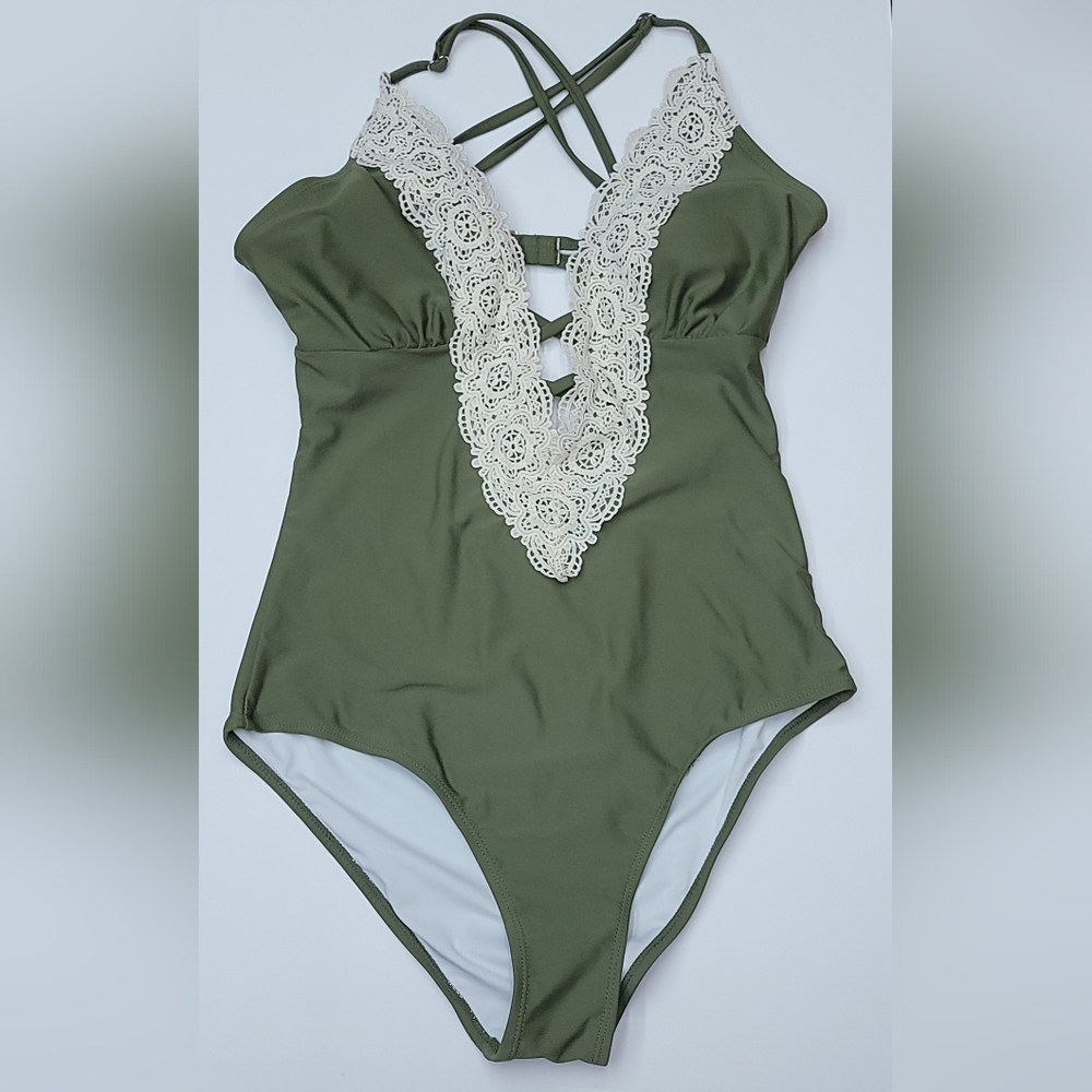 Cupshe women's Vintage Lace one piece swim suit